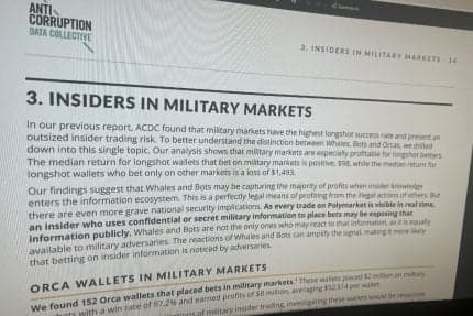 Report Warns Prediction Markets Could Tip Foreign Adversaries to Sensitive US Military Operations